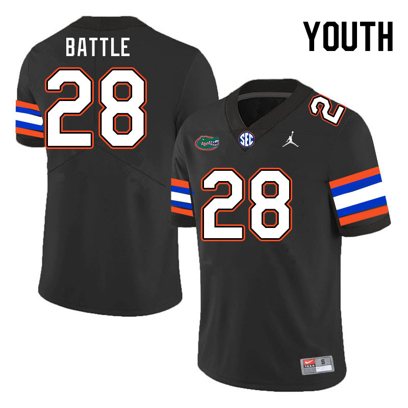 Youth #28 Eddie Battle Florida Gators College Football Jerseys Stitched-Black